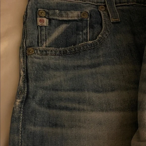 AG Adriano Goldschmied Light Blue High-Rise Cropped Jeans with Knee Rips - Picture 7 of 8